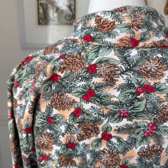 Vintage Cornerstone Pinecone Snowflake Holly Turtleneck XL - Picture 3 of 6